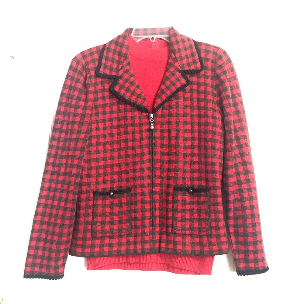 San Remo By Laura Knits Two Piece Red Shirt/Jacket